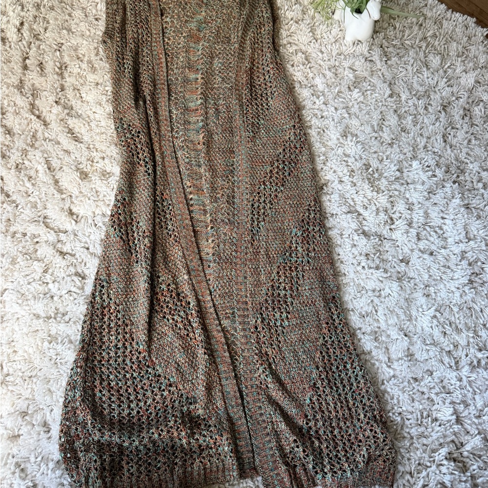 Elegant Multicolor Knit extra long thick knit fall  cozy Cardigan